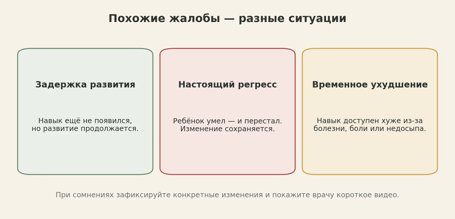 Рисунок 1. Задержка, регресс и временное ухудшение — разные ситуации.